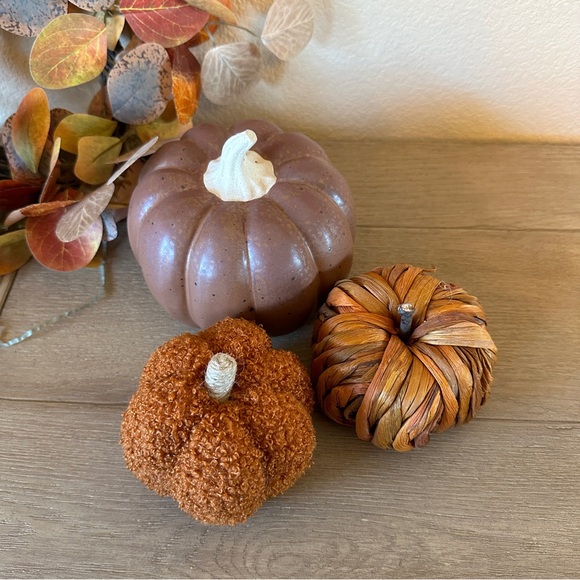 Decorative Fall Pumpkins Autumn Decor Set of 3 🍂🍁 - Picture 1 of 11